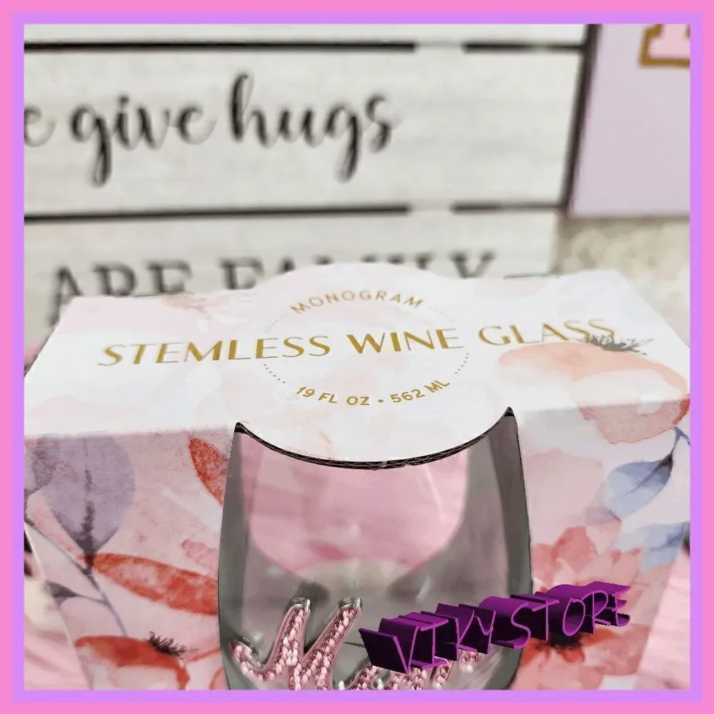 NWT Stemless Wine Glass Monogram 